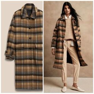 BANANA REPUBLIC OVERSIZED PLAID ITALIAN MELTON COAT